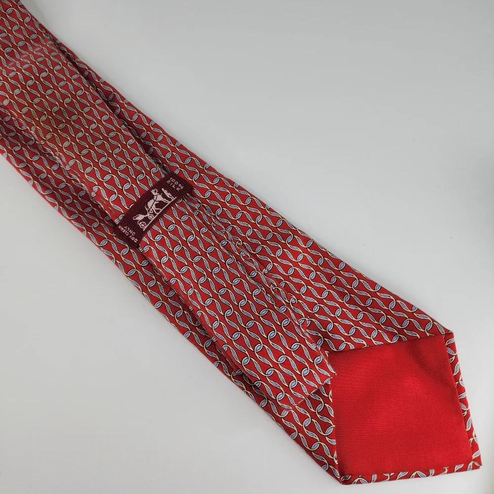 HERMES Red & Blue Silk Tie.
